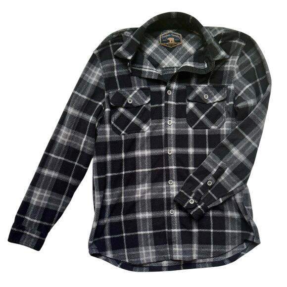 Freedom Foundry Men’s Black White Plaid Flannel Long Sleeve Button Up Shirt L - Picture 1 of 5